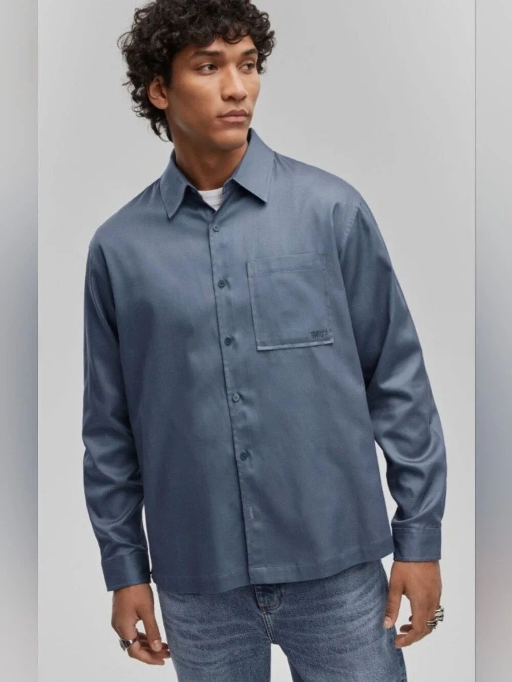 Mode Of One Slate Blue Button-Up Shirt